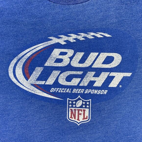 Bud Light Shirt Mens Large Blue White Red NFL Football Official Beer Sponsor Tee - Picture 3 of 7